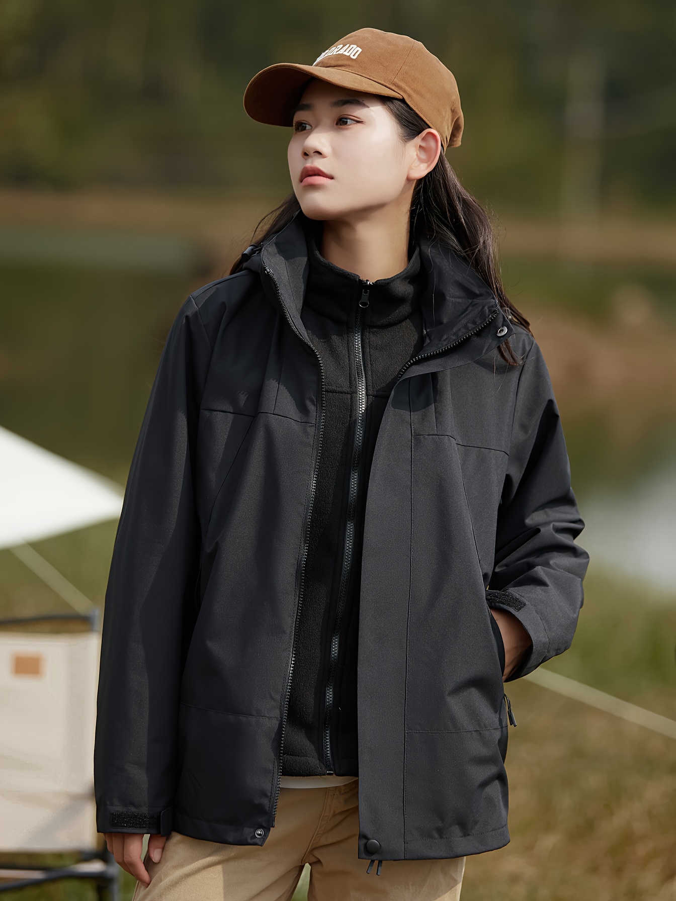 womens 3 in 1 winter outdoor jacket set waterproof warm with detachable fleece liner hooded for hiking travel details 4