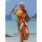 Women's Kaftan Beach Smock Positioning Print Cotton Long Cardigan Sun Protection Resort Seaside