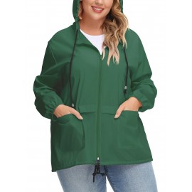 Plus Size Raincoat Women Water Resistant Rain Jacket Packable Outdoor Hooded Windbreaker